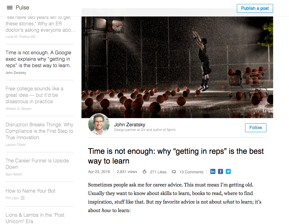 linkedin publisher pulse