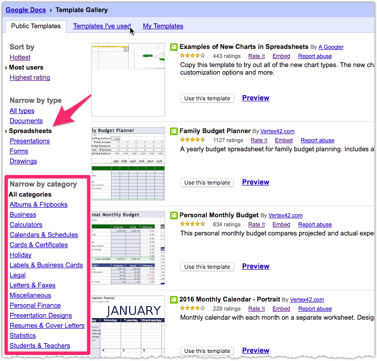 Google drive templates