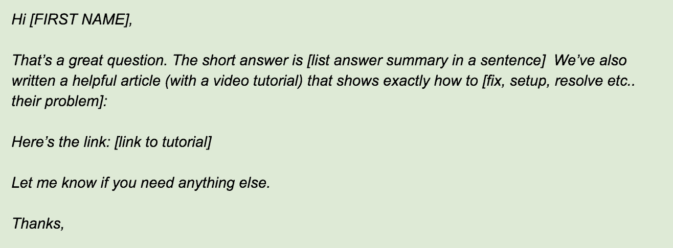 customer service faq email template